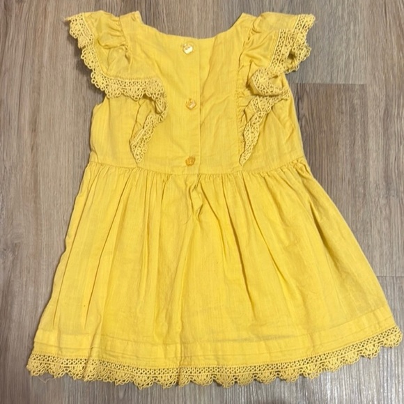 Joie Yellow Lace Trim Ruffle Shoulder Dress 3T EUC - Picture 3 of 5